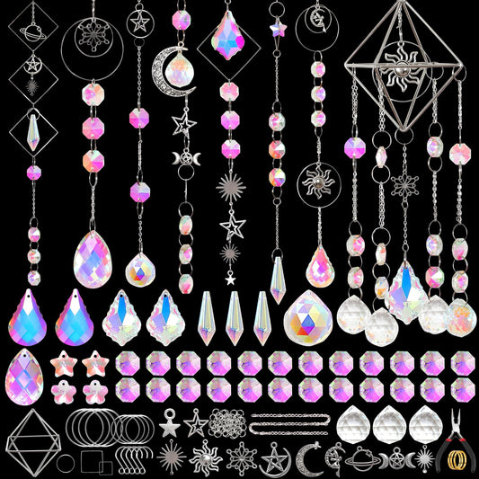 ASTNIC Crystal Suncatchers Kit Craft for Adults, 330 PCS DIY Sun Catchers Making Kits Hanging Decorative Crystal Prisms Rainbow Maker Craft for Adult Window Indoor Outdoor Garden Xmas