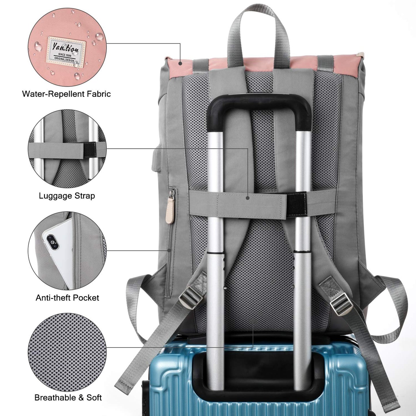 Laptop Backpack 17" Women School Backpack for Teen Girls,College Student Bags with USB Port for Work Gym and Travel,for Nurse and Teacher