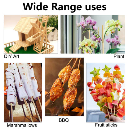 BLUE TOP Natural Bamboo Skewers 12inch Φ=4mm Pack 200;Bamboo Sticks for Grilling, BBQ, Kabob,; Candy Sticks for Fruits, Candies, Chocolate Fountain, Appetizer, Plant Sticks for flower tomato growth