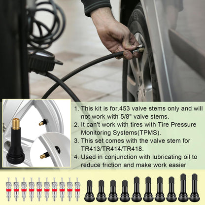 FullMayPro 38PCS Tire Valve Stem Core Quickly Replacement Tool Kit,Quick Change Tire Valve Tool Kit for Replacing Leaky Valves in Cars,Trucks,ATVs,etc.with TR413/TR414/TR418