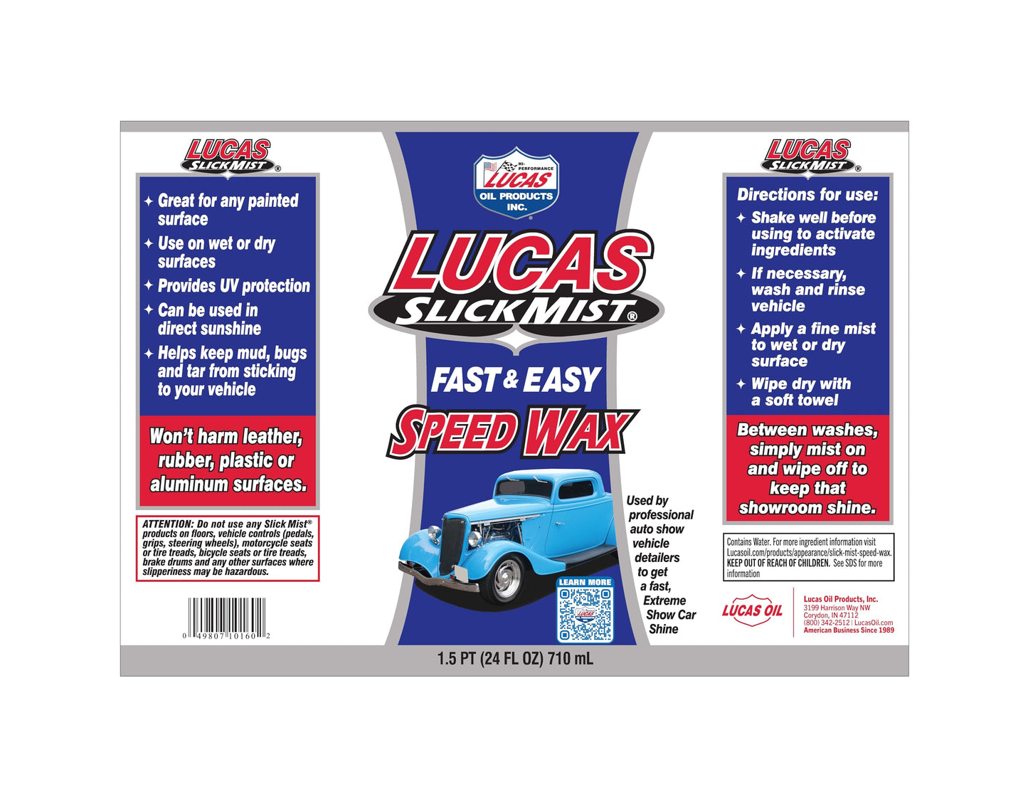 Lucas Oil LUC10160 Blue 24 Ounce Slick Mist Speed Wax