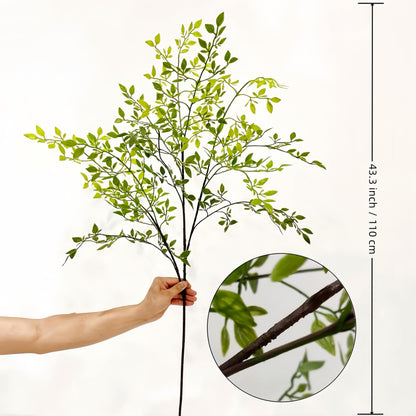 Avoik Artificial Plants 3PCS Faux Greenery Stems, 43.3 Inch Tall Spring Leaves Branches Artificial Ficus Twig Green Faux Plastic Plant Stems for Vase Outdoor Indoor Summer Garden Home Decor