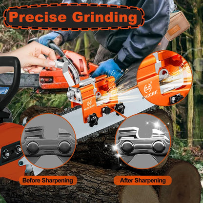 OMCCHK Chainsaw Sharpener Jig Kit with 3 High Hardness Titanium Plated Diamond Bits, Universal Portable Chainsaw Sharpening Tool, Manual Chainsaw Accessories for 4-22" Chain Saw