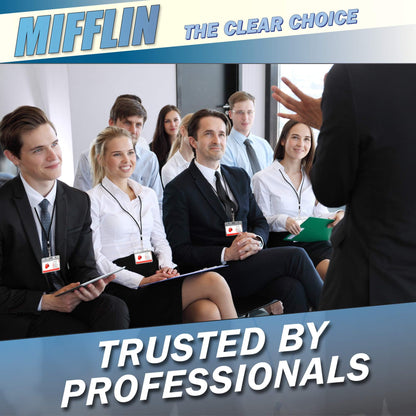 MIFFLIN Horizontal ID Name Badge Holder (Clear, 90x60 mm, 100 Pack), Waterproof and Resealable Plastic Card Holders