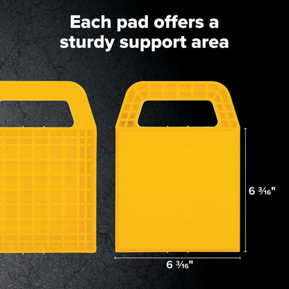 Camco RV Stabilizing Jack Pads, Helps Prevent Jacks from Sinking, 6.5 Inch x 6.5 Inch Pad - 4 Pack (44595), Yellow
