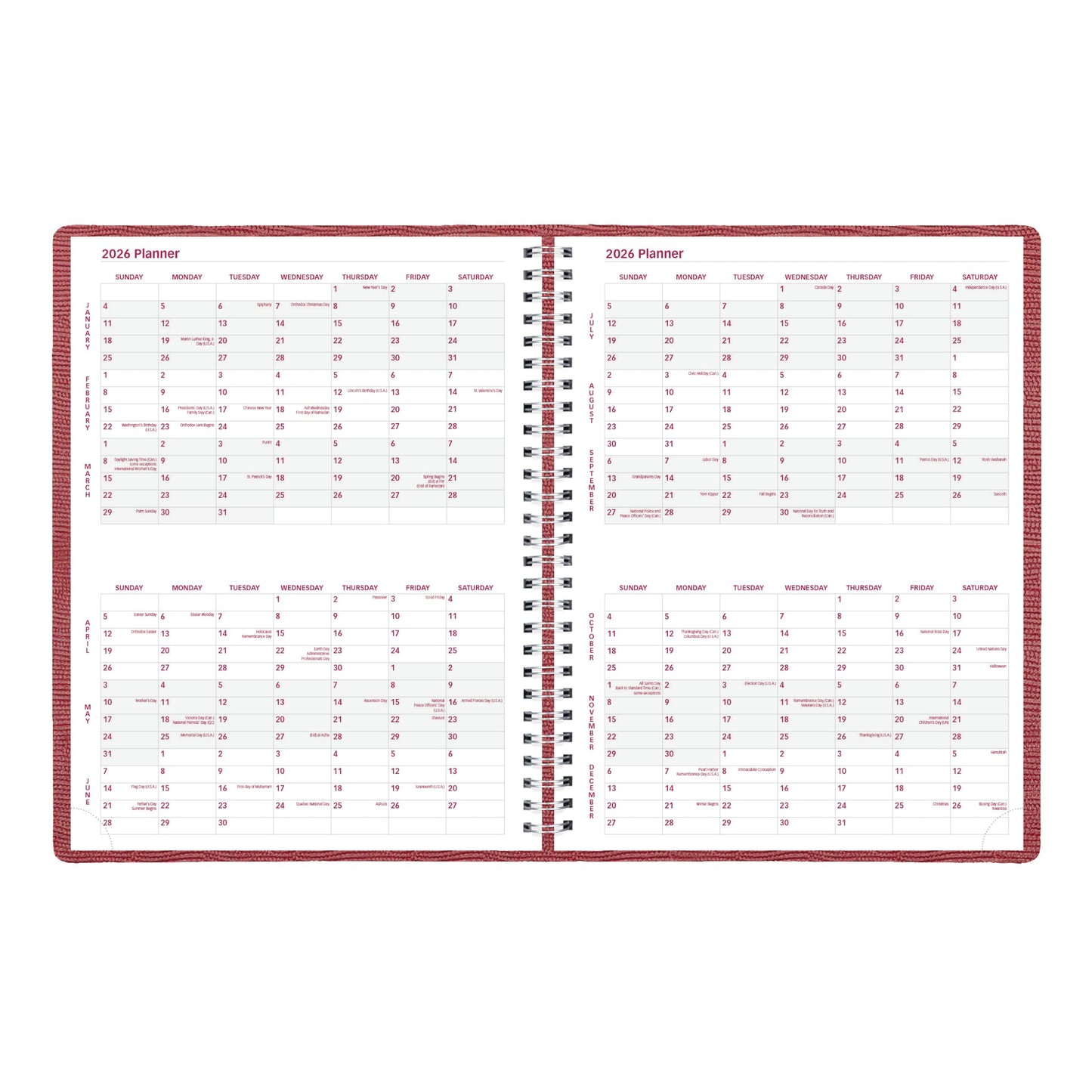 Brownline® 2026 Essential Weekly Planner, Appointment Book, 12 Months, January to December, Twin-Wire Binding, 11" x 8.5", Red (CB950.RED-26)