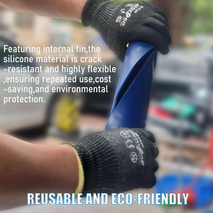 LOGOL Flexible Oil Funnel - Reusable General Oil Change Draining Tool - Silica Gel Material - Blue - 14.7 x 6.8 inches