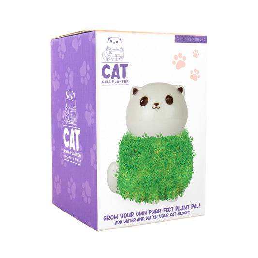 Gift Republic Cat Shaped Chia Planter- Desktop Sprouting Growing Pet - Cute Kitten Planter- Fun Grow Kit Gift Idea