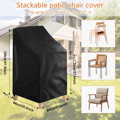 Uranshin 2 Pack Patio Chair Cover, Waterproof, Black, Oxford Cloth, 25.2"L x 25.2"W x 47.24"H