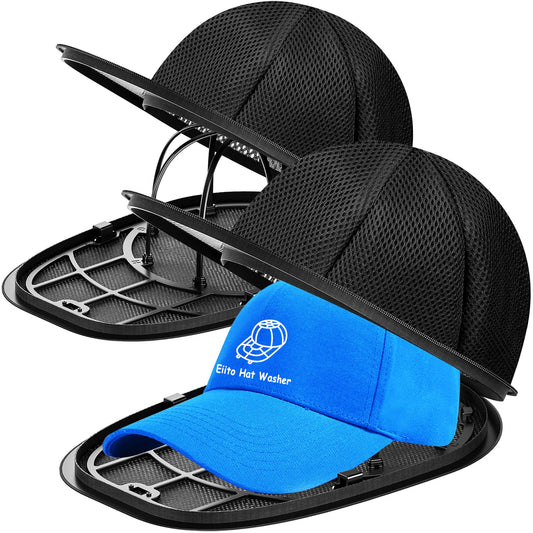 Eiito Hat Washer Cage,Hat Washing Machine with Frame Cage and Hats Washers Bag,Hats Washer for Baseball Caps,Suitable for Adult and Kid'S 2-Pack Black