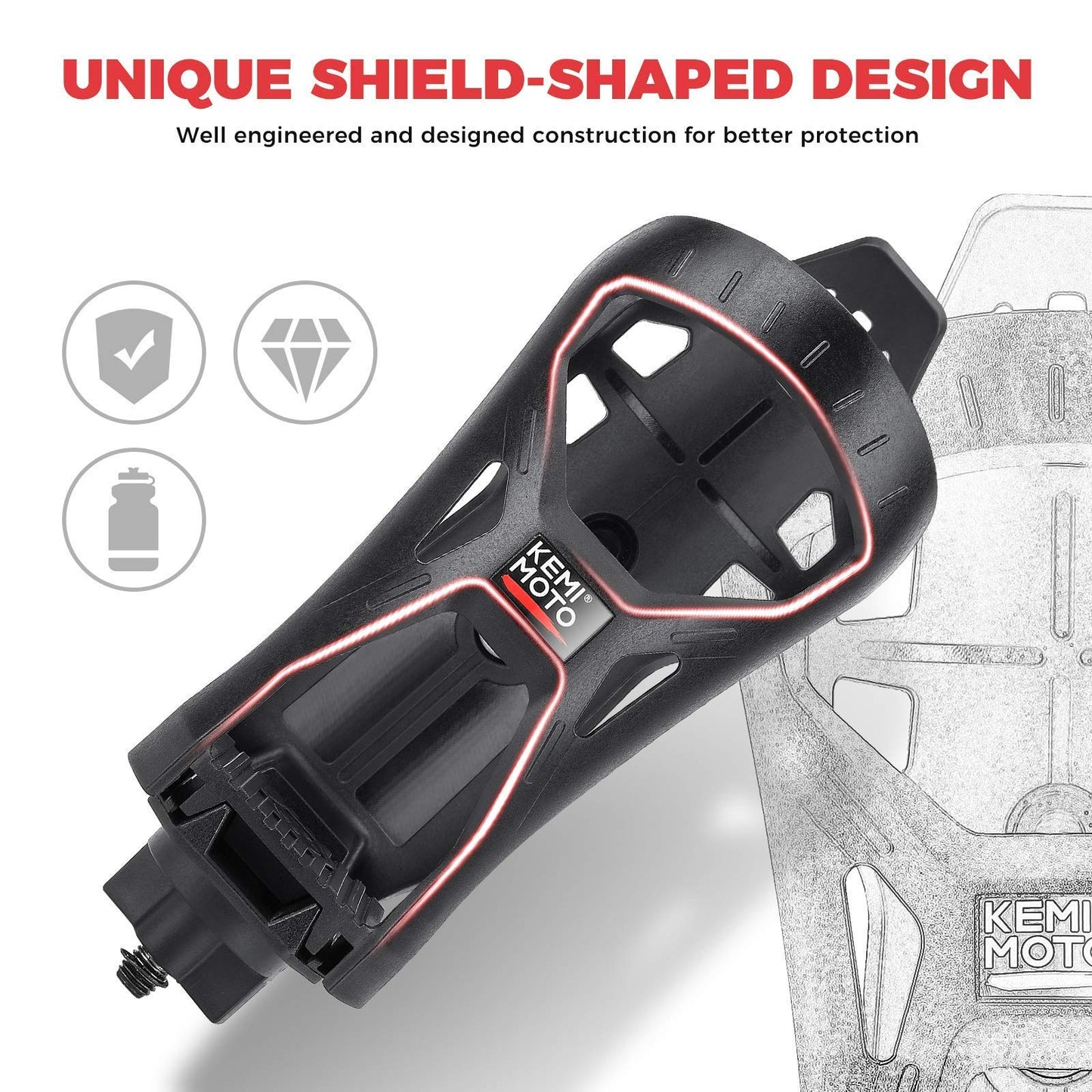 KEMIMOTO ATV Cup Holder, Upgraded Motorcycle Drink Holder Water Speaker Mount with 0.6”-1.56” Metal Clamp for All Terrain Vehicles Vehicle Bike Boat Stroller Walker Wheelchair Scooter Golf Cart