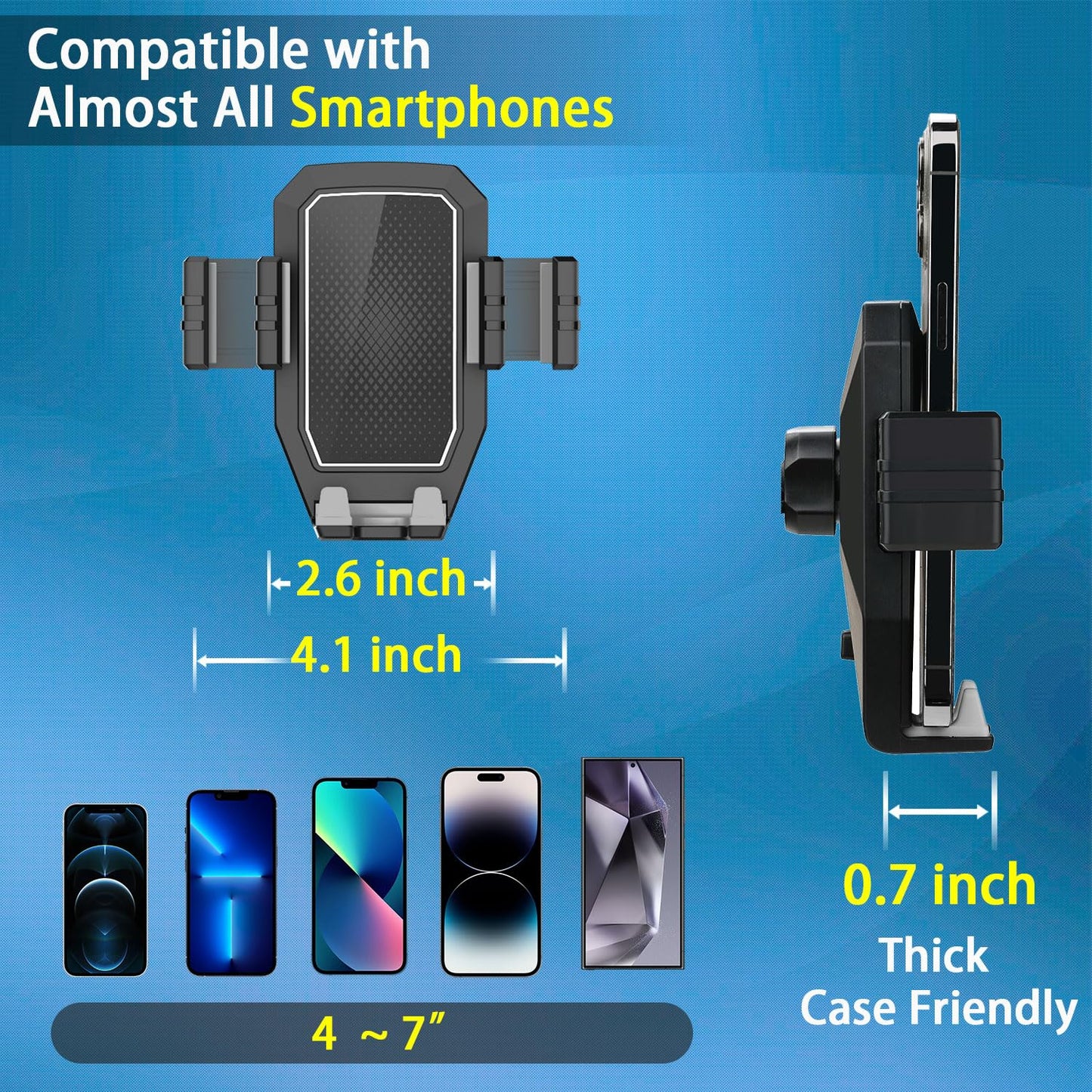 EVEMANT Phone Mount for Truck, Truck Phone Holder Mount Heavy Duty, Dashboard Windshield Phone Holder for Semi Truck, Suction Cup Phone Mount for Truck Accessories, Compatible with iPhone/Samsung