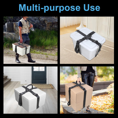 Aurosturt Box Carrying Strap with Handle Adjustable Straps for Battery Box Handheld Belt Carry Straps for Safely Moving and Lifting Heavy Boxes (Black, 118.1 Inch-Plastic Buckle)