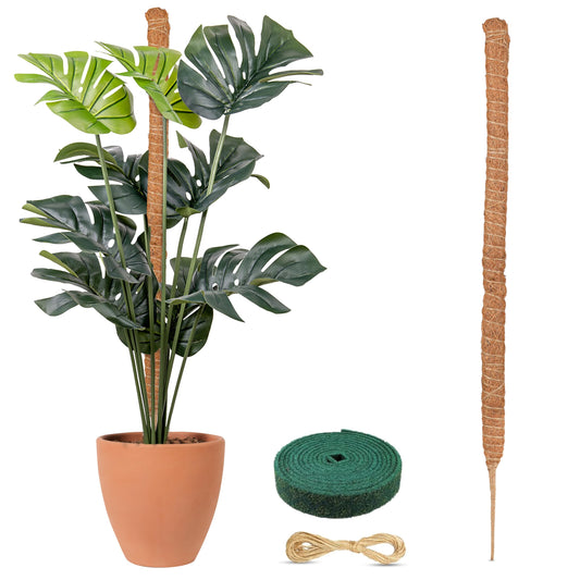 EcoNour 63 inches Moss Pole - Monstera Plant Support Sticks - Coco Coir Plant Support Stakes for Small Potted Climbing Plants - Elevate Indoor Potted Plants to Grow Upwards