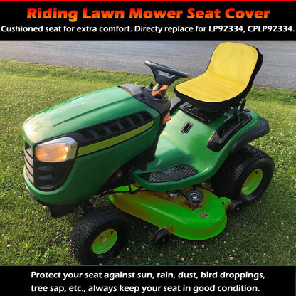 Upgrade Large Seat Cover LP92334, Riding Lawn Mower Cushioned Waterproof Seat Cover up to 18" High Perfectly Fits for John Deere Mower & Gator Seats, Comes with Convenient Storage Pouch