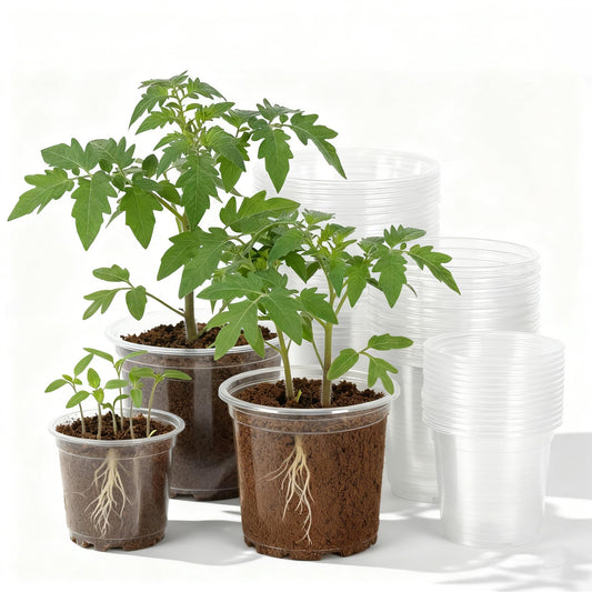 ENNUFO Clear Nursery Pots with Drainage, 30 Pack 10/13/15 cm Plastic Pots for Indoor Plants, Transparent Seed Starter Pots, Clear Plant Pots with Drainage Holes, Pot Liners for Seedlings & Houseplants