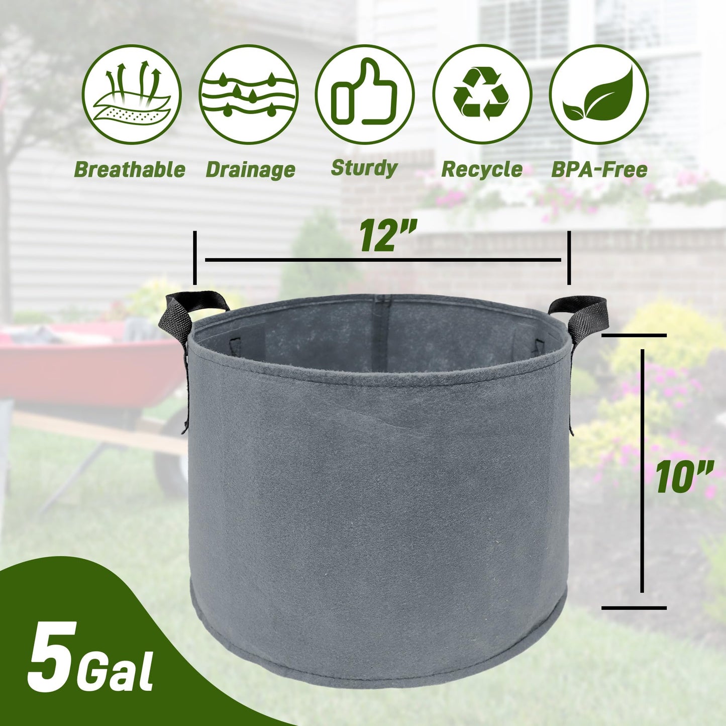 5 Gallon Plant Grow Bags, 7Pack Colourful Fabric Planters with Reinforced Handles, Plant Pots Garden Bags to Grow Vegetables, Aeration Growing Bags for Flower Fruit