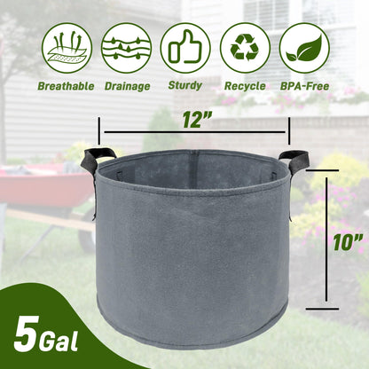 5 Gallon Plant Grow Bags, 7Pack Colourful Fabric Planters with Reinforced Handles, Plant Pots Garden Bags to Grow Vegetables, Aeration Growing Bags for Flower Fruit