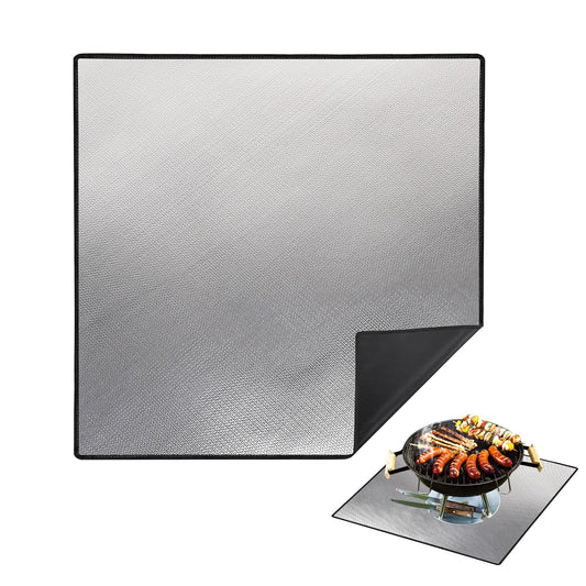40" Square Fire Pit Mat Grill Mat,DocSafe Fireproof Mat 3 Layers Fire Pit Pad for Deck Patio Grass Outdoor Wood Burning Fire Pit and BBQ Smoker,Easy to Clean,Black & Silver