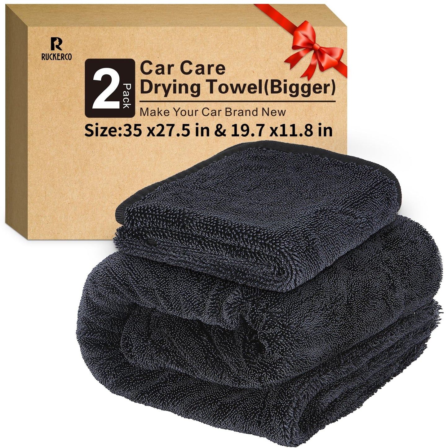 2-Pack Microfiber Towels for Cars, 1300 GSM Premium Ultra-Soft Microfiber, (Double-Sided 35" X 27.5" & 19.7" X 11.8") Towels are Great for Car and Home Cleanups, No Streaks, Scratches Or Water Spots
