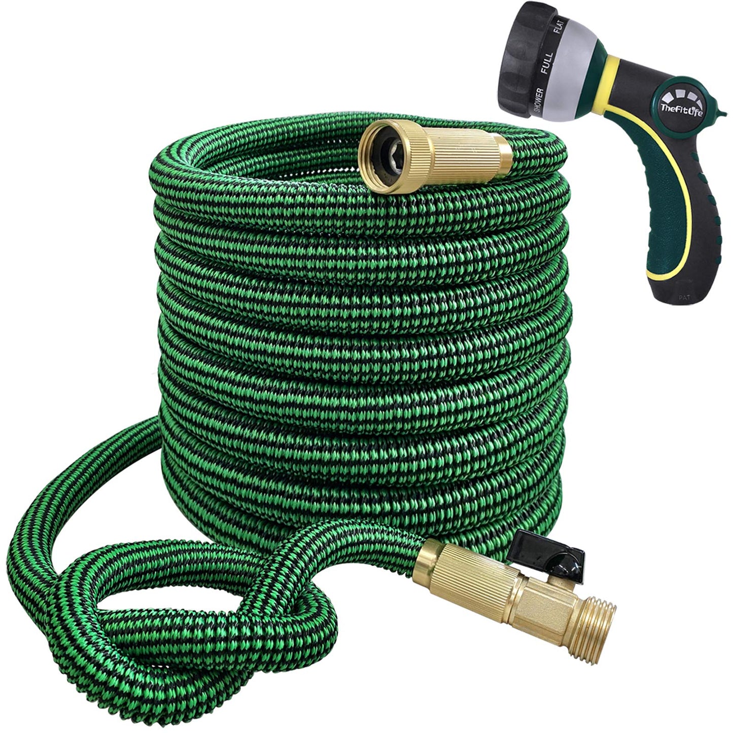 TheFitLife Flexible and Expandable Garden Hose 25FT - Multiple Layer Core 3/4" Metal Fittings 8 Pattern Nozzle, Kink Proof, Lightweight, Collapsible Water Hose