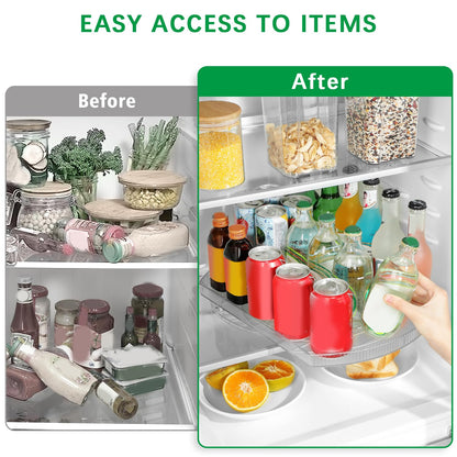 Lazy Susan Turntable Organizer for Refrigerator, 360° Rotate Fridge Organizers and Storage, 16.54 Inches Square Lazy Susan Organizer for Cabinet, Pantry, Kitchen, Countertop