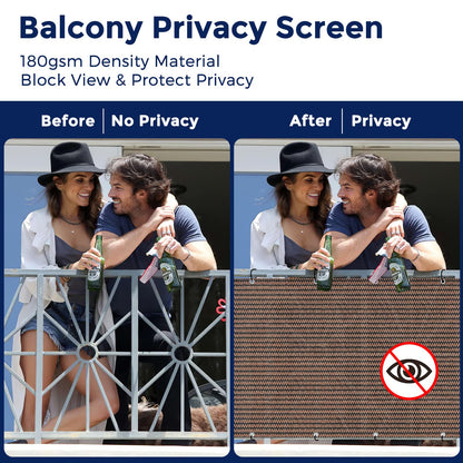 Duerer Balcony Screen Privacy Fence Cover 3' x 16.5' Brown Fence Netting Mesh Shade Cloth Fabric UV Protection for Apartment Balcony Railing Porch Outdoor, Backyard, Patio, Included Cable Ties Rope