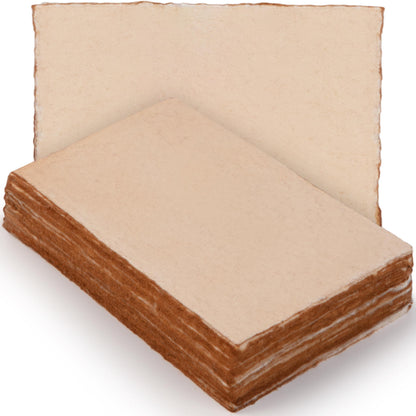 Wanderings Handmade Antique Deckle Edge Blank Cards - 4"x6" - 10.5x15cm Package of 50 - Mixed Media Cards for Announcements Invitations Crafts - Thick 150 GSM Recycled Paper