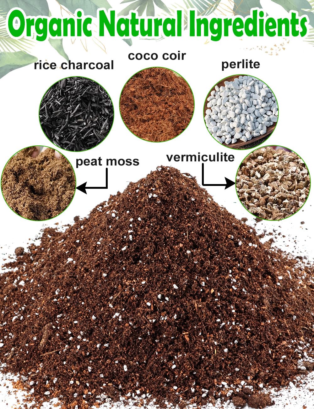 TOYPOPOR Potting Soil for All Indoor Houseplants, (3qt) Contains Perlite, Peat Moss, Coco Coir and Rice Charcoal, Well Draining Potting Mix Light, Aerated Texture for Healthy Plant Roots, Fast Growth