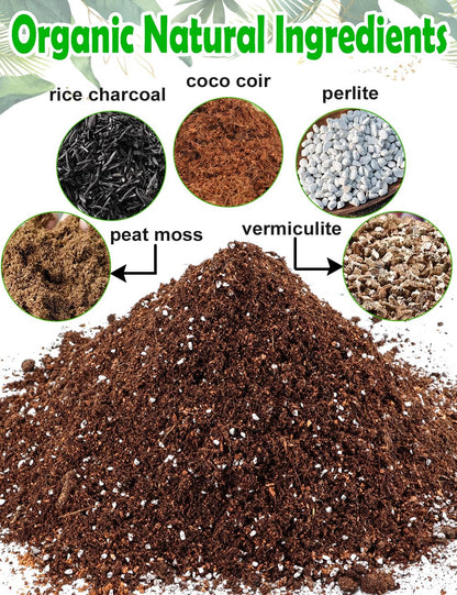 TOYPOPOR Potting Soil for All Indoor Houseplants, (3qt) Contains Perlite, Peat Moss, Coco Coir and Rice Charcoal, Well Draining Potting Mix Light, Aerated Texture for Healthy Plant Roots, Fast Growth