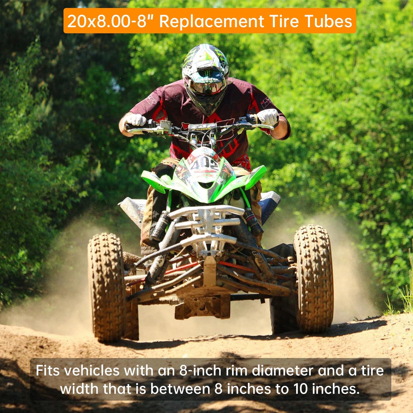 2 Packs 20x8.00-8 Inner Tube with Straight Valve Stem 20x10.00-8, 20x8.00-8 Replacement Tire Tube for Mower, Tractor, Golf Cart, ATVs (2)