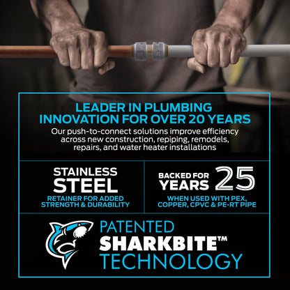 Sharkbite Max 1/2 x 1/2 Inch MIP Angle Stop Valve, Quarter Turn, Push to Connect Brass Plumbing Fitting, Brushed Nickel Finish, PEX Pipe, Copper, CPVC, PE-RT, HDPE, UR24946