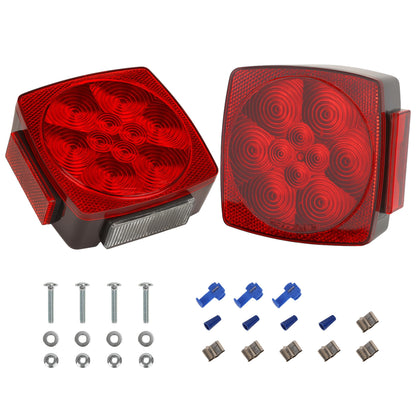 PEAKTOW Square 12V LED Submersible Left and Right Trailer Lights, Stop Turn Tail Side Marker License Lights for Utility Trailer Boat Camper RV Truck Marine, Mounting Hardware Included
