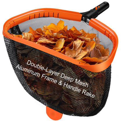 45CM Pool Net, Pool Skimmer Net with Double-Layer Netting Bag, Aluminum Frame, Deep Nylon Net, Large Capacity Pool Cleaning Net, Leaf Skimmer Rake Net for Above Ground & In-ground Pools (No Pole)