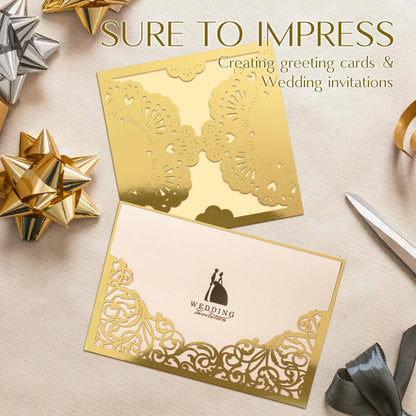 60 Sheets Metallic Gold Cardstock Paper, Goefun Foil Paper Glossy Cardstock 8.5 x 11 for Crafting Scrapbooks Greeting Cards and Invitations （250 GSM）