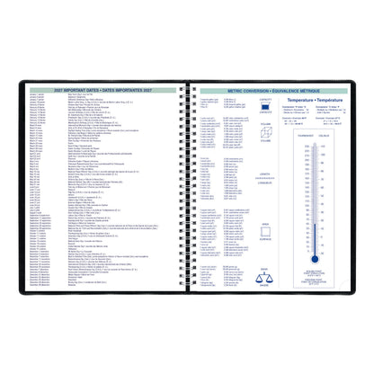 Blueline® 2026 Essential Weekly Planner, Appointment Book, 12 Months, January to December, Twin-Wire Binding, 11" x 9.0625", Black, Bilingual (C5950.81BT-26)