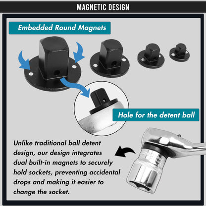 4PCS Low Profile Magnetic Impact Socket Adapter Set - Perfect for Tight Spaces, Drive Ratchet Adapter Set, 3/4" to 1", 1/2" to 3/4", 3/8" to 1/2", 1/4" to 3/8"