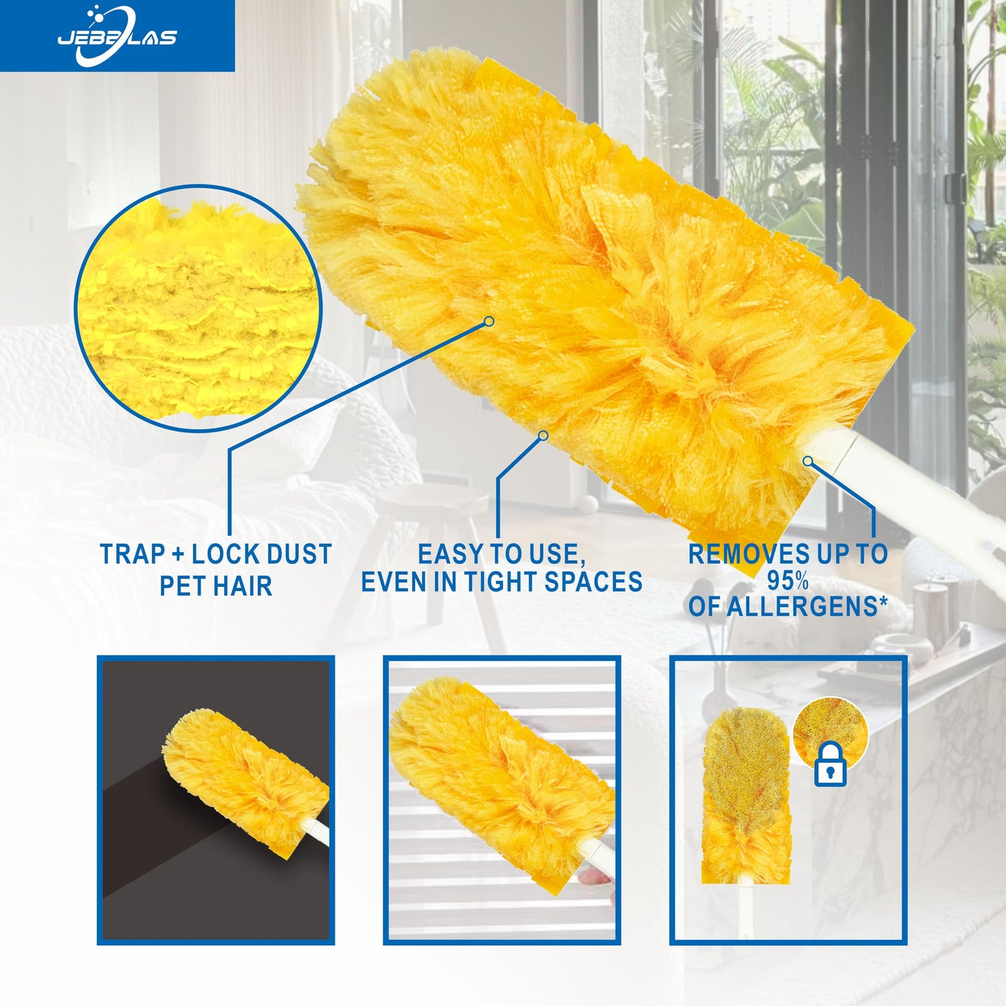 JEBBLAS Disposable Dusters Refills Compatible with Swiffer Dusters, 360 Yellow Heavy Duty Electrostatic Duster Replacements for Flash Dust Magnet, Total 30 Pcs