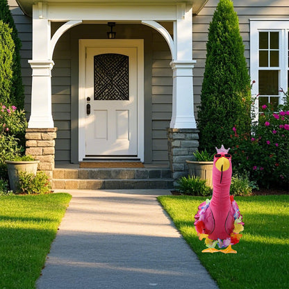 Lyreh Porch Goose Flamingo Outfit, SummerCostume with Wreath & Lawn Statue Clothes for Outdoor Patio Yard Garden Decoration