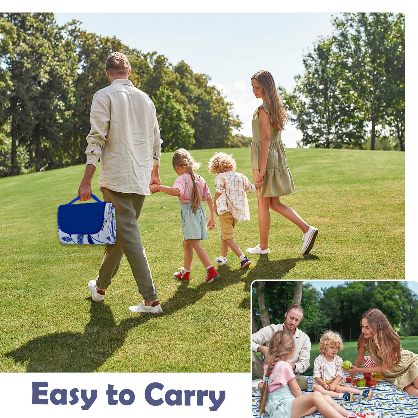 Habaylin Picnic Blanket Large, 79"X79" Waterproof Extra Large Beach Blanket, Foldable Picnic Blanket for Hiking, Party, Camping on Grass Sandproof Handy Picnic Mat