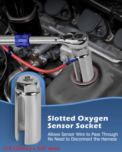 DAYUAN 5 pcs O2 Oxygen Sensor Socket Set Oxygen Sensor Remover Tool and Thread Chaser Set