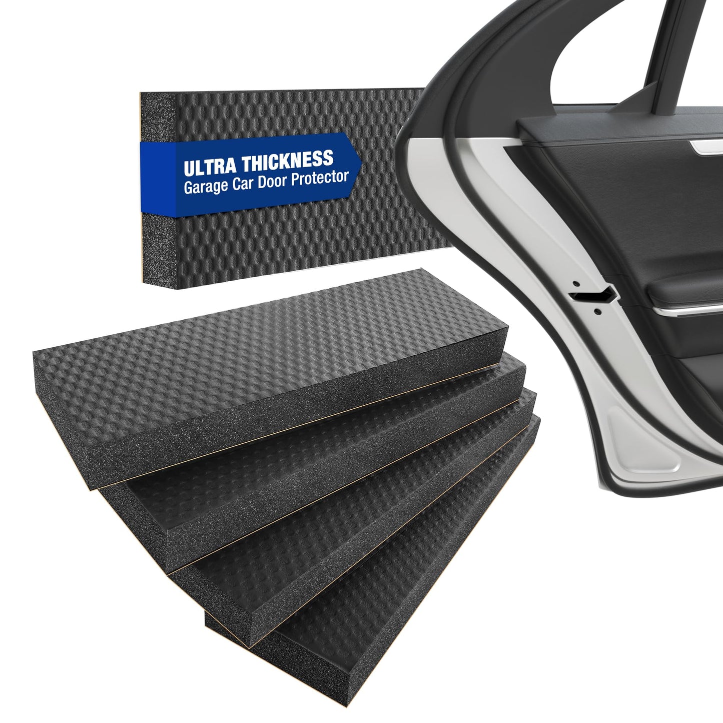 WORKPRO Garage Wall Protector, 4-Pack Car Door Protectors, 1.18" Thick NBR Foam with Mesh Fabric Adhesive, Garage Wall & Car Door Bumper Guards for Collision Protection