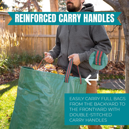 MEKKAPRO Big Gulp Lawn Bags, 3-Pack 72 gallons Leaf Bags with Reinforced Handles, Reusable Yard Waste Bags, Garden Waste Bag, Garden Bags for Debris, Lawn and Leaf Bags, Yard Bags, Leaf Collector