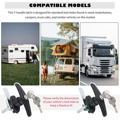 L&R T Handle Lock Set,Heavy Duty Truck Cap Locking T-Handles Kit with 4 Keys as Garage Door T Handle,Rust-Proof Camper Shell Lock Replacement Parts Fit for RV Camper Truck
