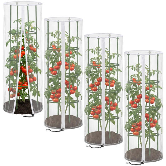 4 Pcs 59" x 18" Garden Bird Netting for Round Plant Cages - Tomato Cage Plants Protective Net Cover, Tomato Trellis Insect Barrier Mesh for Vertical Climbing Plants Fruits Flowers (Cage Not Included)
