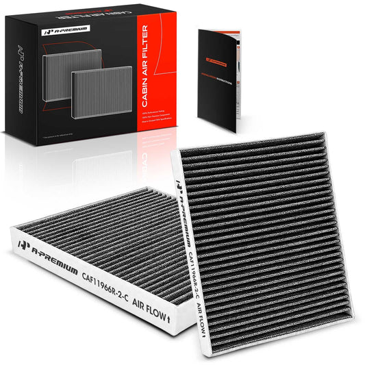 A-Premium 2-PC Cabin Air Filter w/Activated Carbon Compatible with Chevy, GMC, Cadillac & Buick - Camaro, Colorado, Equinox, Impala, Malibu, Silverado, Traverse, Sierra, Yukon, Escalade, ATS, Enclave