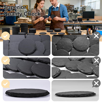 12 PCS Slate Coasters Bulk, MAPRIAL 4 Inch Black Coasters for Drinks, Laser Engraving Blanks Material, Round Stone Coasters for Laser Engraver, Project, Gifts, Bar, Home Decor