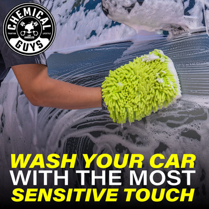 Chemical Guys Chenille Premium Scratch-Free Microfiber Wash Mitt Green, Great for Cars, Trucks, SUVs, RVs & More (2 Pack)