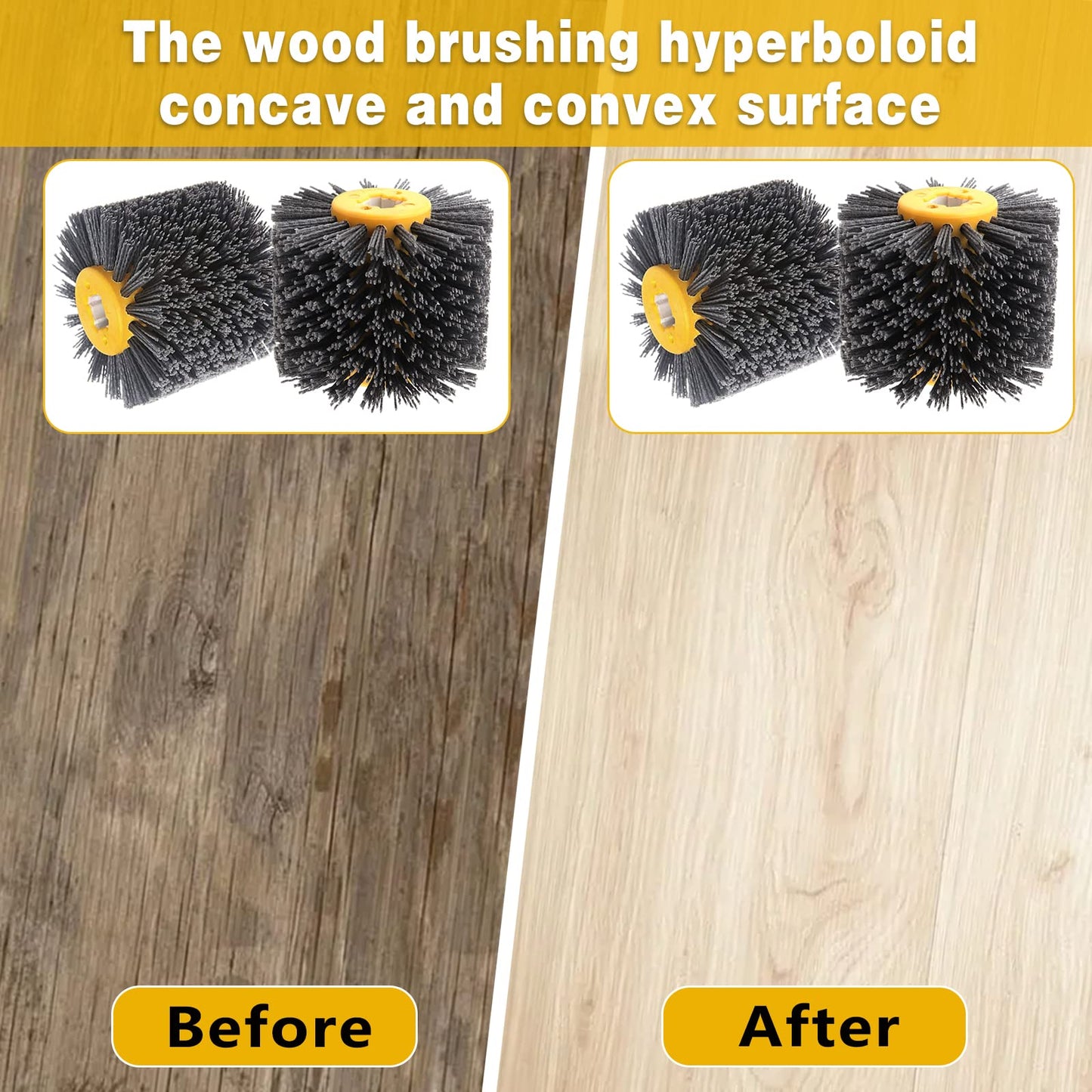 Shineboc Abrasive Nylon Wire Drawing Brushes, 120 Grit 120x100mm Wheel Drum Burnishing Tool Polishing Brush Wooden Wheels for Wood Furniture Working Surface Conditioning Tool (120 Grit)