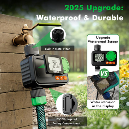 RESTMO Water Timer, Sprinkler Timer for Garden Hose, Programmable Hose Timer with Automatic/Rain Delay/Manual Watering, Digital Irrigation Timer for Outdoor Faucet, Yard and Lawn